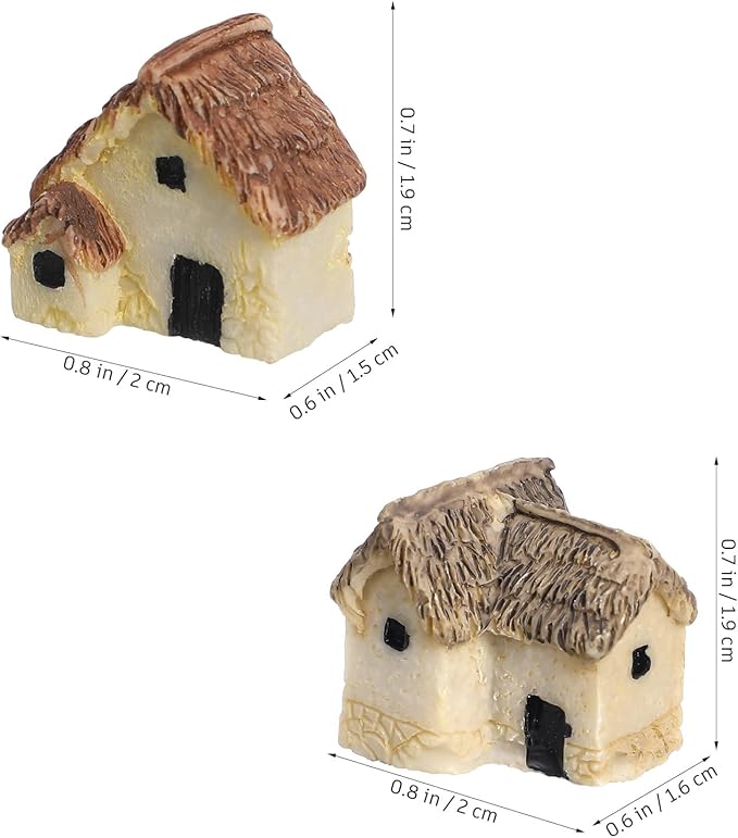 12 Pcs Miniature Fairy Garden Stone House,Mini Fairy Stone Resin House Cottage Statues Sculptures for Micro Landscape Dollhouse Decor