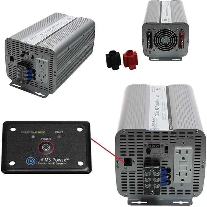AIMS Power 3000 Watt / 6000 Watt Peak Modified Sine Power Inverter 12 Volt DC to 120 Volt AC ETL Listed with Remote