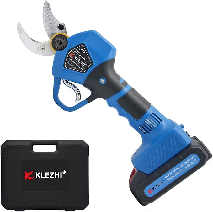 Professional Cordless Electric Pruning Shears with 2 PCS Backup Rechargeable 2Ah Lithium Battery Powered Tree Branch Pruner, 30mm (1.2 Inch) Cutting Diameter, 6-8 Working Hours