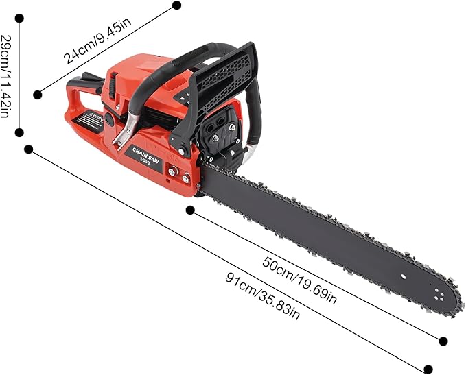 Gas Chainsaw, 2Stroke/4Stroke Gasoline Chainsaw Power Chain Saws Handheld Cordless Petrol Chainsaws For Wood Cutting Forest Felling Tree Pruning Shrub Pruning (2Stroke 20In 2600W 58CC)