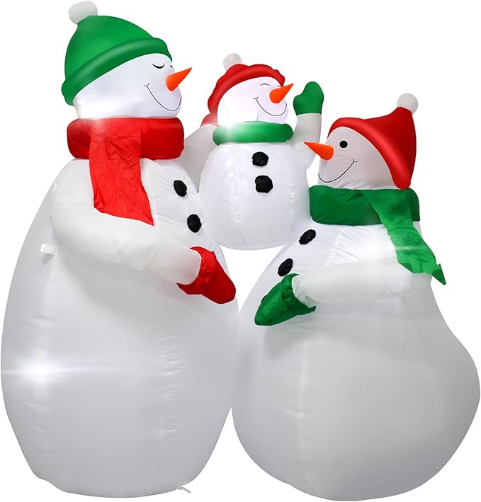 5 Feet Tall Inflatable Christmas Snowman Family Set Outdoor Holiday Decoration with LED Lights Perfect for Lawn Garden Entrance Christmas Party Joyful Atmosphere Family