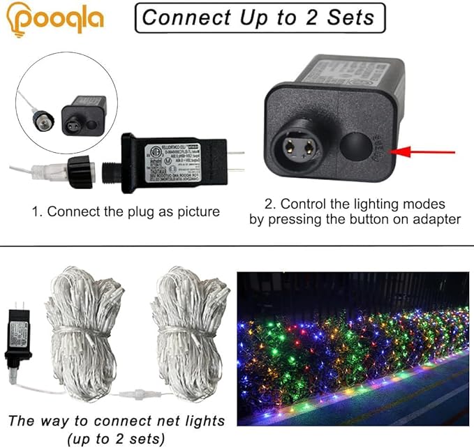 Colorful Net Lights Outdoor, 300 LED Christmas Net Mesh Lights for Bushes 14.8x4.9ft, 8 Modes Waterproof Twinkle String Light Connectable for Halloween Hedge Yard Garden Party Decor