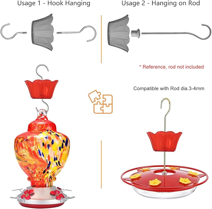 Ant Moat for Hummingbird Feeder - 3 OZ x 4 Pack Red Insect Guard with Large Capacity