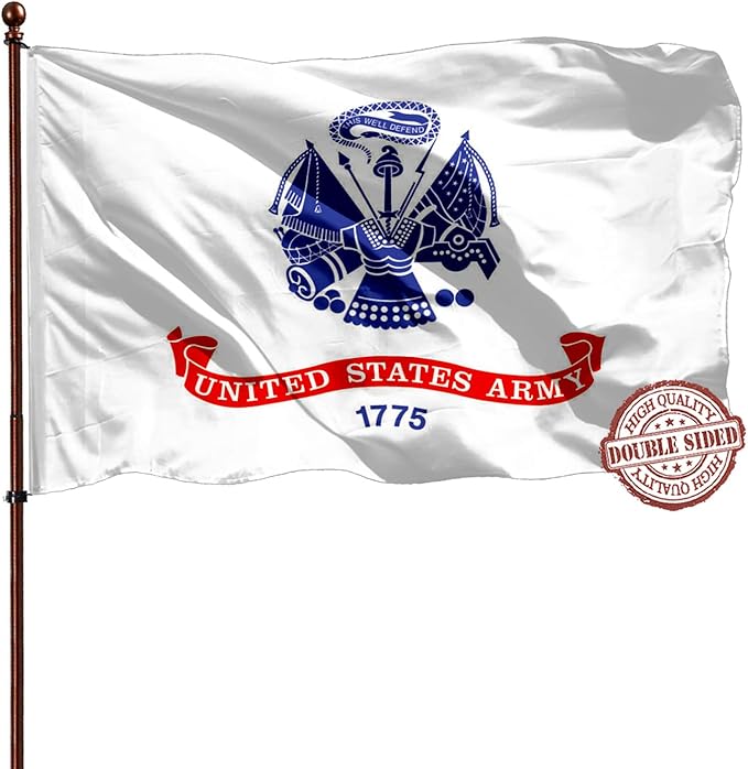 Double Sided White US Army Flag 2x3 Outdoor- Heavy Duty 3 Ply 210D- US Army Flags 2x3- With Canvas Header & 2 Brass Grommets