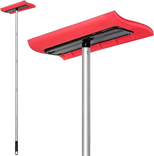 Never-Scratch SnowBuster | 19-Foot Snow Roof Rake(Up to 25Ft Standing Reach) | Heavy-Duty Aluminum｜EVA Soft Foam Pad Snow Removal Tool｜S-Shaped Push/Pull Design for House Roofs, Solar Panels