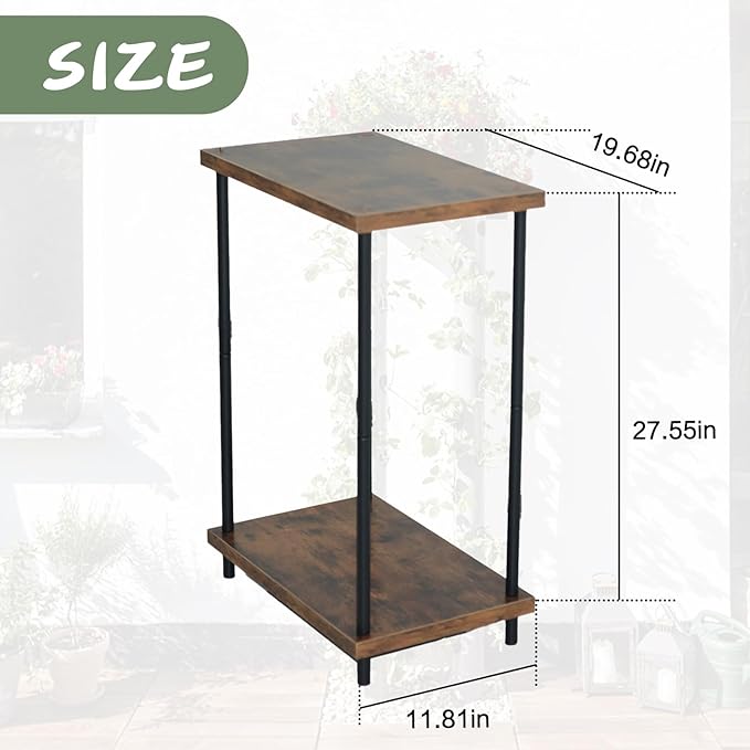 2 Tier Metal Sturdy Heavy Plant Stand, Narrow Plant Stand Indoor and Outdoor L19.68 x W11.81 x H27.55 inch， Capacity & Heavy Duty Construction