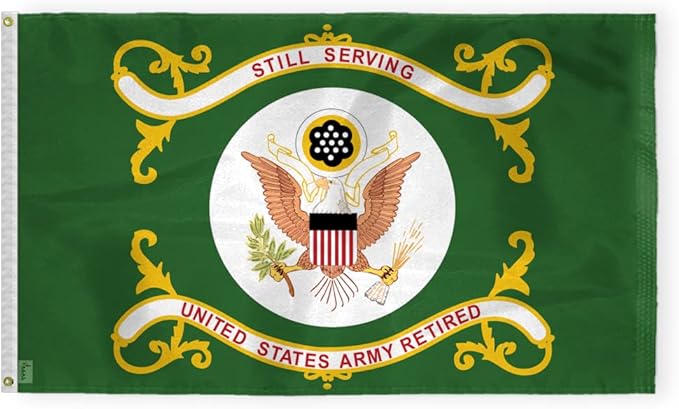 AGAS US Army Retired Flag 3x5 Ft - Printed 200 Denier Nylon - Double Stitched Edges Canvas Header Brass Grommets - Indoor/Outdoor US Army Retired Flag 3' x 5'