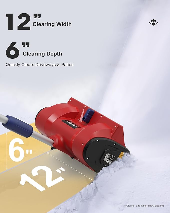 Mellif Cordless Snow Shovel, 12-Inch Brushless Snow Blower Compatible with Milwaukee 18v Battery, Lightweight with Adjustable Chute, Weather-Resistant