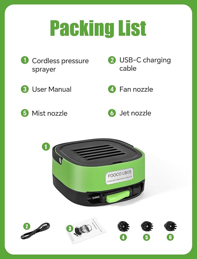Portable Cordless Electric Sprayer with 3.2 Gal Water Tank, Auto-Retract & Any-Length Lock Hose, 3 Nozzles Portable Pressure Washer for Rinseless Car Wash, HVAC Coil Cleaning, Pet Care & Outdoor Use