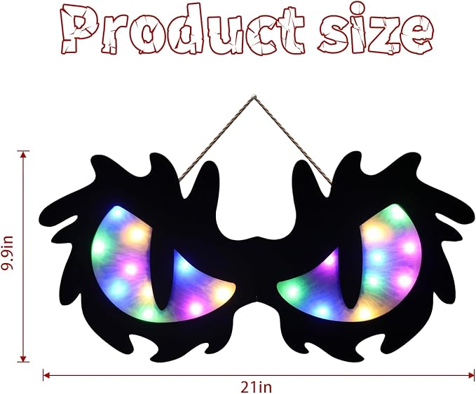 Halloween Decorations Spooky Eyes Lights - 21 Inch Large Wooden Window Eye Lights with 8 Color Modes for Halloween Decor Indoor Home,Wall,Window,Trees (Style - C)