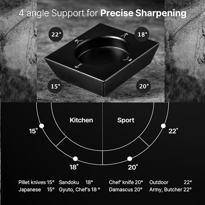 HADANA Black Edition Rolling Knife Sharpener - Easy to use 2-Whetstone Knife Sharpener Kit with #360 Diamond & #600 Ceramic, Durable Aluminum Alloy Body, Magnetic Knife Holder with Silicone Pad