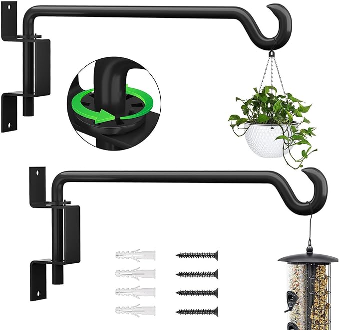 8 Inch 2 Pack Plant Hangers Outdoor, Wall Plant Hanger, Plant Hangers Indoor, Bird Feeder Hangers for Outside, for Bird Feeders, Planters, Lanterns, Wind Chimes, Home Decor