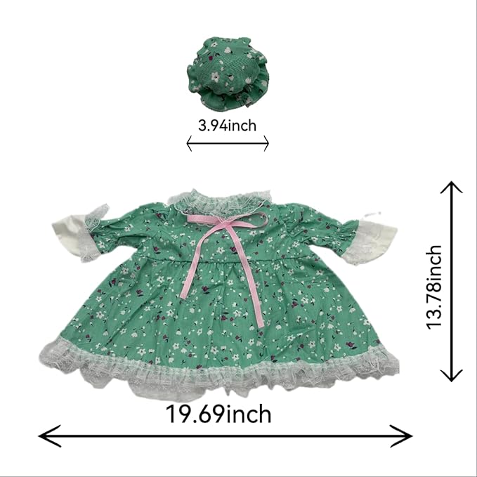 2-Pack Porch Goose Outfits for 23" Porch Goose- Lace Design Dress & Hat Set, Garden & Lawn Porch Goose Clothing for Patio Yard Lawn Decor (Green + Pink)