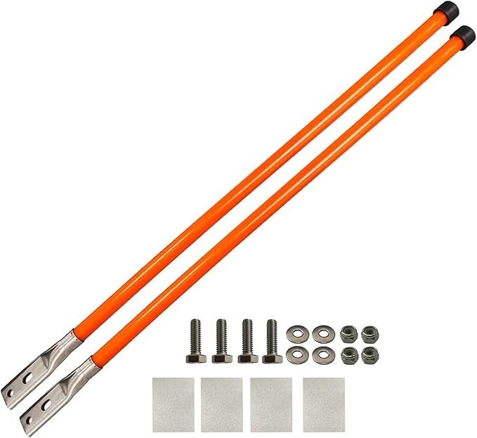 28'' Orange Snow Plow Blade Marker Guide Kit Solid All Steel Wire High Visibility with Stainless Steel Joint for Most Snow Plow Not Easy to Break and Rust Low Temperature Resistance