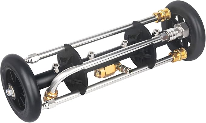 DUSICHIN Undercarriage Cleaner Water Broom Pressure Washer Attachment, 15 Inches Undercarriage Washer, Pressure Washer Underbody Car Cleaner 4 Extension Wands 4 nozzles Garden Hose Adapter DUS3202