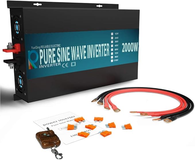 WZRELB 2000W 12V 120V Pure Sine Wave Solar Power Inverter with Remote Control Switch,RBP200012VCRT