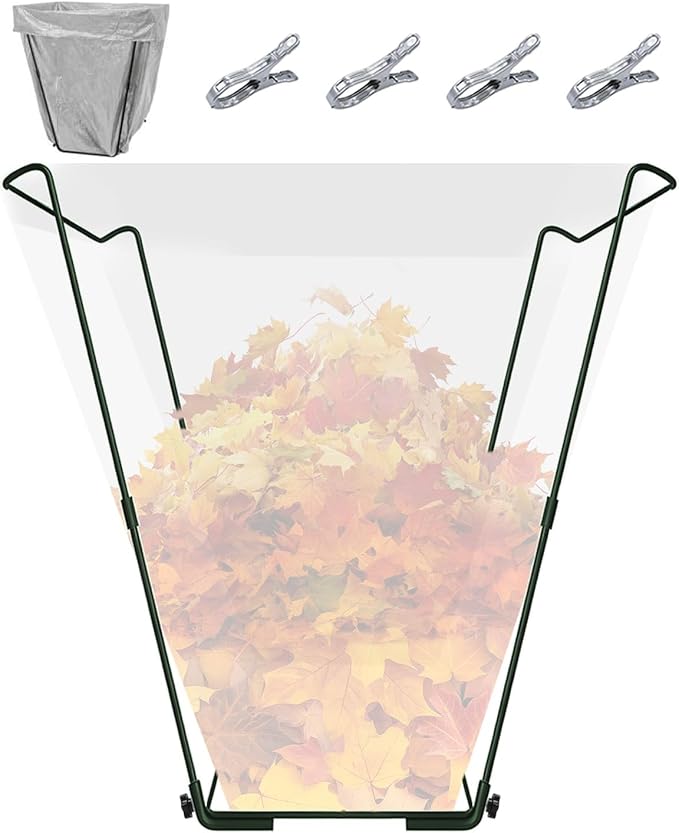 Jayhalo Trash Bag Holder, Outdoor Metal Leaf Bag Holder Stand 30-45 Gal, Portable Garbage Bag Holder Frame for Garden Camping Portable Trash Can, Leaf Bag Holds Disposable Bags, Freestanding Design