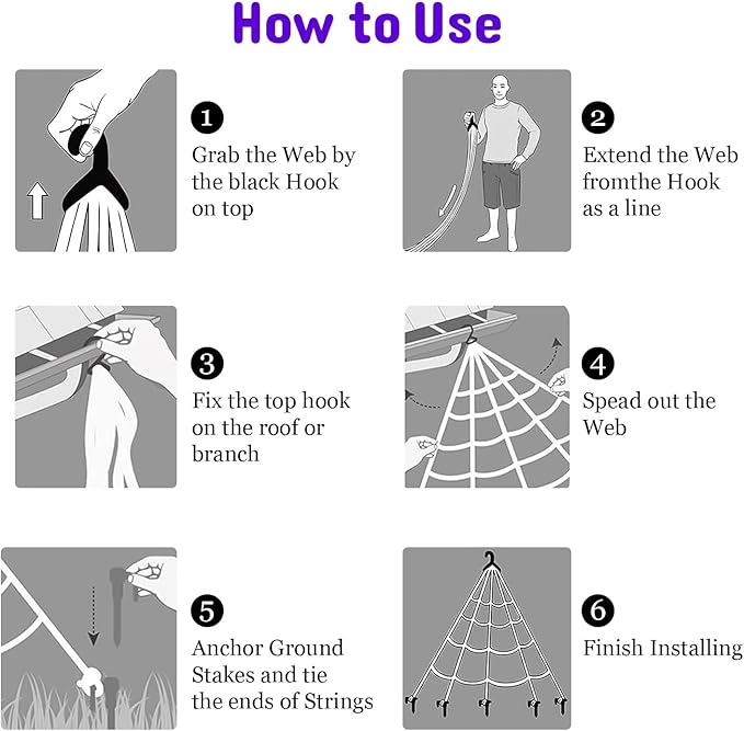 HBSTK 8 Modes 20 * 17FT Halloween Light Up Spider Web 250 Led Purple & Orange Lights Operated with 6.5Ft Giant Spider 200sqft Cobweb 20 Small Spiders for Indoor and Outdoor Decor Yard Decoration