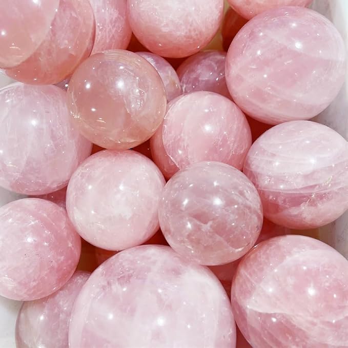 7-10CM/2.75-3.93inch Big Pink Crystal Ball Polished Natural Rose Quartz Sphere Decorative Sphere Healing Crystals Ball Healing Stone Crafts Home Decor Ornament Gifts