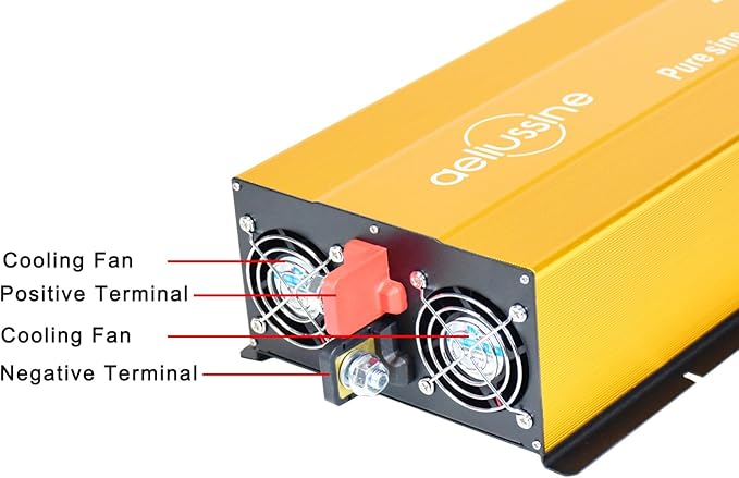 2000W Pure Sine Wave Inverter-12V DC to 110V 120V AC Power Converter with 2 AC Outlets, 12 Volt Power Inverter for Truck, Rv, Camping, Home, Emergency Power