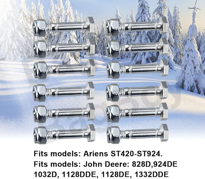 Braveboy 12 Pack Snowblower Shear Bolts 51001500-2-1/8" x 5/16" 51001500 Shear Pins & Nuts Compatible with Arie-ns 01019500 510015 AM122156 AM1369890 Snow Blower, Fits ST420 ST520 ST732 ST1032 & More