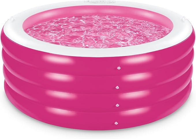 Inflatable Pool, Large Deep Round 70"x30" Family Inflatable Swimming Pool with Handles, Summer Water Party, Kids, Outdoor, Garden Backyard, Suitable for Adults & 3+ Year Olds (Pink)