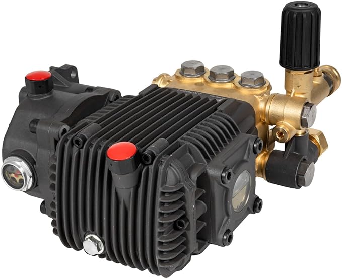 Canpump CF 3222 GB Pressure Washer Pump with Gearbox – 3200 PSI, 2.2 GPM, 3/4″ Shaft, Horizontal, Triplex, External Unloader – Commercial Grade Replacement Power Washer Pump – For 6.5 HP Gas Engines