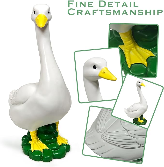 Porch Goose Outfits Statue Decor-20 Large Goose Decrations, Resin Sculpture Wear Yellow Daisy Scarf Clothing, Funny Goose, Big Duck Statue for Yard Lawn Housewarming Birthday Gifts for Mom,Women,Girl