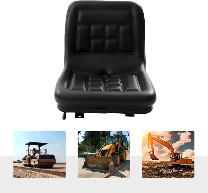 Lawn Mower Seat, Universal Lawn Tractor Seat Replacement, Compact High Back Mower Seat, Central Drain Hole Skid Steer Seat for Loader Tractor Forklifts Dozers Excavators