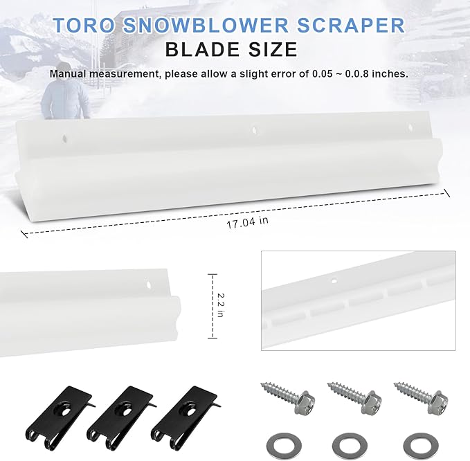 38267 Replacement Scraper Blade and Hardware Kit Fits for Toro 18" Power Clear Single Stage Snowthrowers, fit 1 x 117-7717 Spare Scraper, Help Optimum Performance for Toro Power Clear 18" Snow thrower