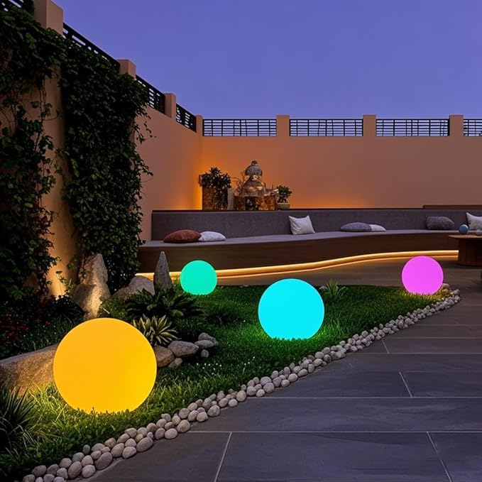 12-inch Dimmable Solar Globe Light, RGB 16 Color Changing Large Glowing Orb Light w/Remote, Waterproof Outdoor Solar Ball Lights with Ground Stake, Perfect for Backyard Garden Poolside
