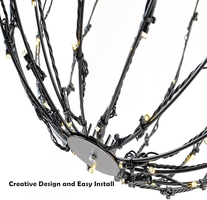 LED Light Balls Metal Hanging Tree Sphere Globe Light for Patio Holiday Festival Garden Decor (12 Inch 3 Pack)