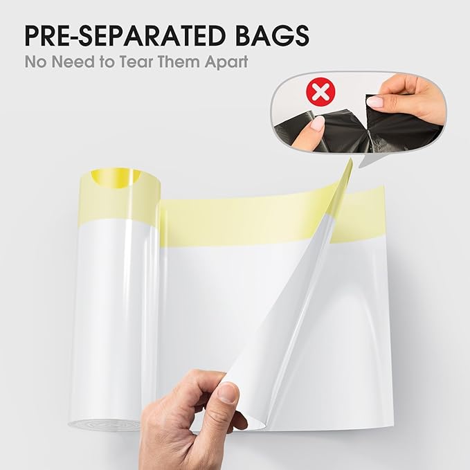 CEROELDA 1.6 Gallon Small Trash Bags, 60 Count Mini Drawstring Garbage Bags Unscented fit 4.5-8 Liter, 1.2-2 Gallon Thick Plastic Wastebasket Liners for Bathroom Bedroom Office Toilet