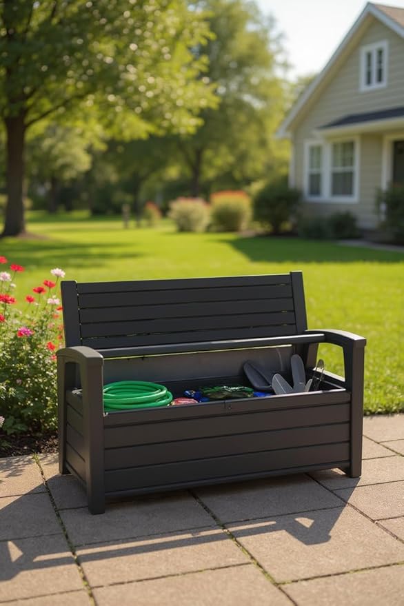 60 Gallon Plastic Resin Weather Resistant Outdoor Backyard Patio Storage Deck Box (Graphite Gray)