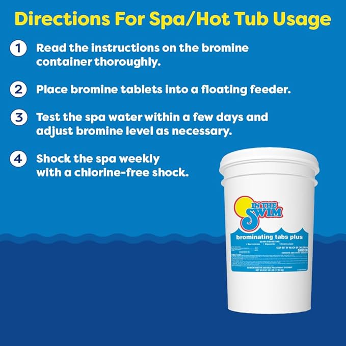 In The Swim 1 Inch Bromine Plus Tablet Sanitizer for Spas, Hot Tubs, or Swimming Pools - Pre-Stabilized, Low Odor, Chlorine Alternative - 50 Pounds