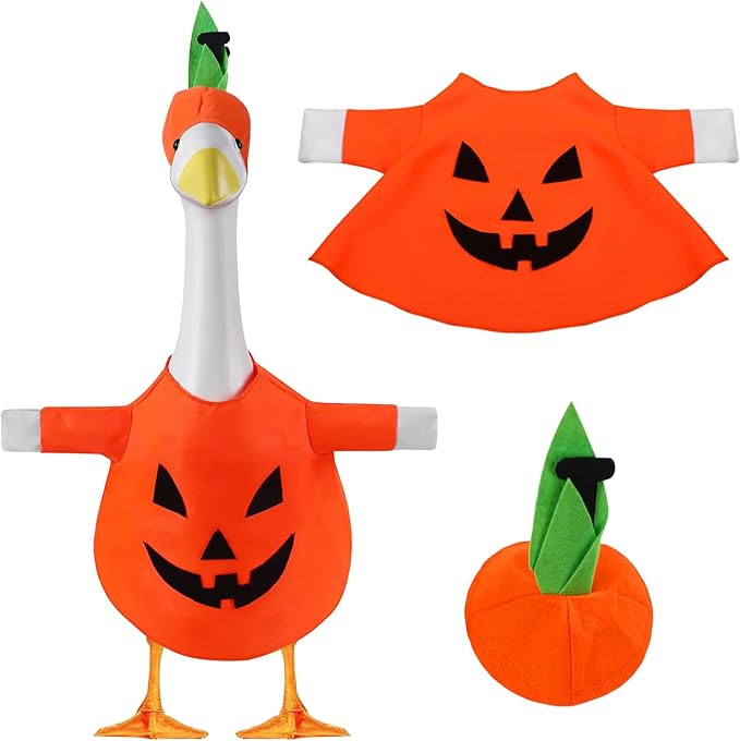 Halloween Pumpkin Porch Goose Outfit Plastic Statue Costume Clothes, for 23" 17" Party Outdoor Patio Yard Lawn Decor