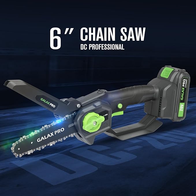 GALAX PRO 6 Inch Mini Chainsaw with 2x2.0Amh Batteries[2025 Upgraded] Small Handheld Electric Chainsaw for Outdoor Tree Branch Cutting,Home Improvement, Garden & Orchard Pruning