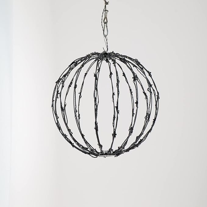 LED Light Balls Metal Hanging Tree Sphere Globe Light for Patio Holiday Festival Garden Decor (16 Inch 3 Pack)