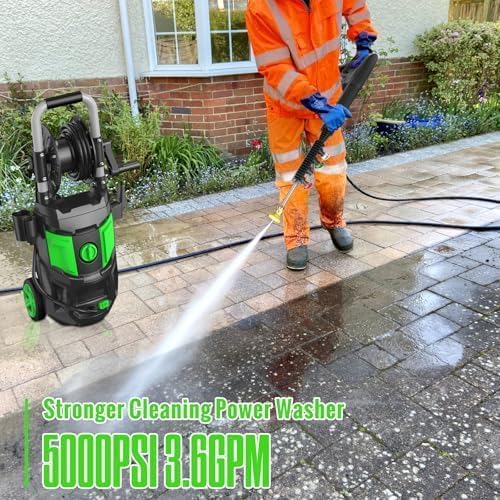 Pressure Washer, 5000PSI Max Power Washer with 500ML Foam Cannon, High Pressure Cleaning Machine with 4 Connect Nozzles for Cars Patio Driveways Home