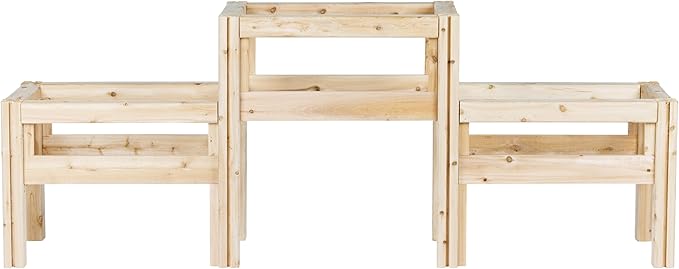 Greenes Fence Two-Tiers Six Bucket Elevated Cedar Wood Garden Frame, 79 in. x 16 in. x 30 in. - Made in USA with North American Cedar