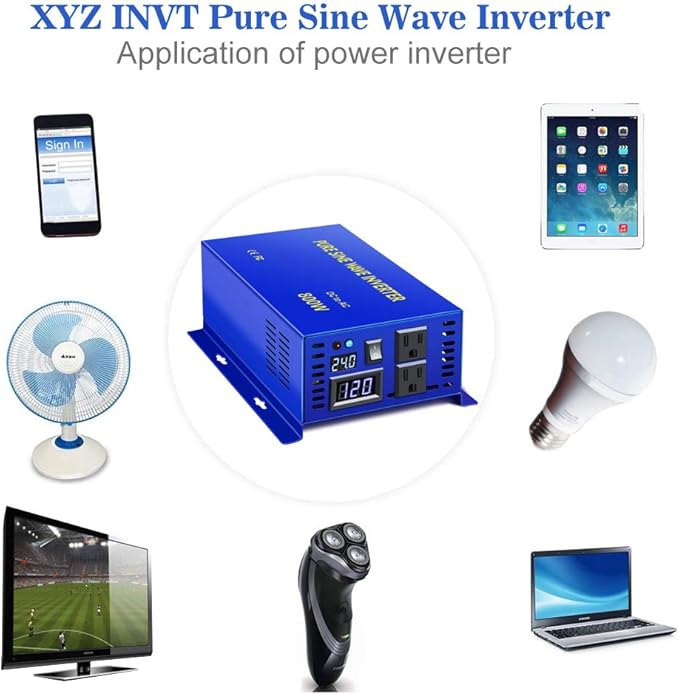 800 Watt Pure Sine Wave Inverter 24V DC to 110V 120V AC, 800W Power Invert Surge 1600W Power Converter for Solar System. (800W 24V 120V)