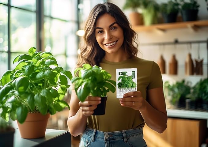 Genovese Basil Seeds for Planting - Heirloom Non-GMO USA Grown - 150+ Seeds - Premium Sweet Basil Seeds for Indoors or Outdoors by RDR Seeds