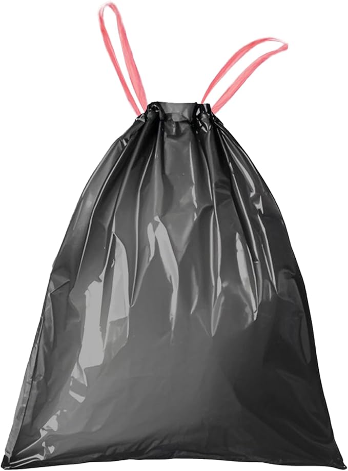 8 Gallon Trash Bags Drawstring, Pack of 40, 8 Gal Garbage Bag, 55x65cm Size, 8.4g/pcs, Unscented, Black