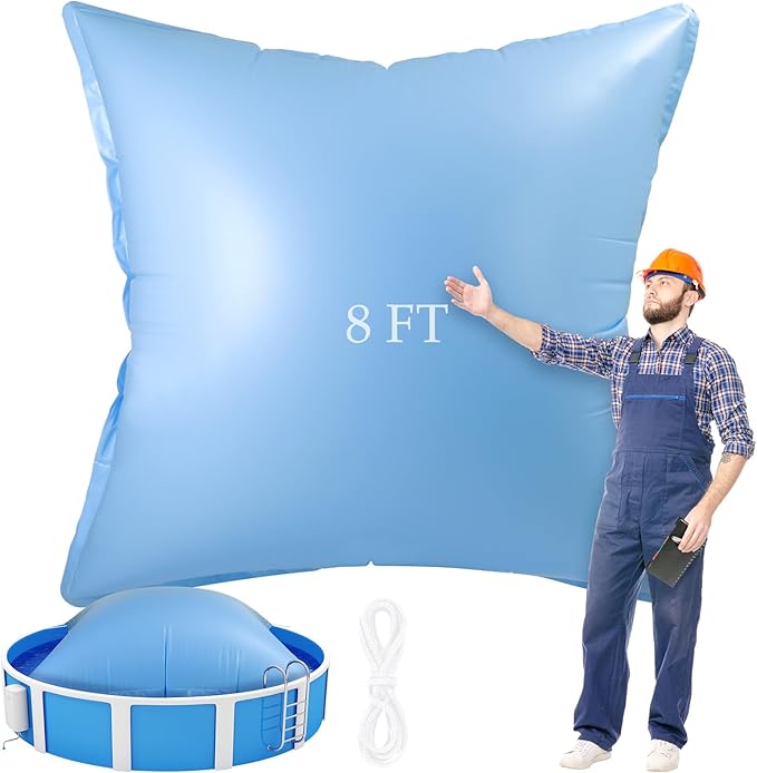 Hungdao 8 ft x 8 ft Pool Air Pillows for Above Ground Heavy Duty Air Pillow Kit for Winterize Closing Large Square Cushion Swimming Pool Closing Protects Covers with Cords
