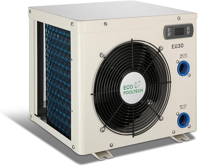 Swimming Pool Heater EU30, Max 11568BTU Electric Pool Heat Pumps for Above Ground Pools up to 2000Gallons, Titanium Heat Exchanger, High Efficient, 110V-120V Plug in Pool Warmers