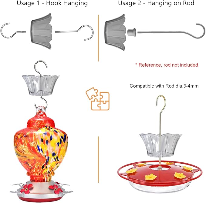 Ant Moat for Hummingbird Feeder - 3 OZ x 4 Pack Clear Insect Guard with Large Capacity