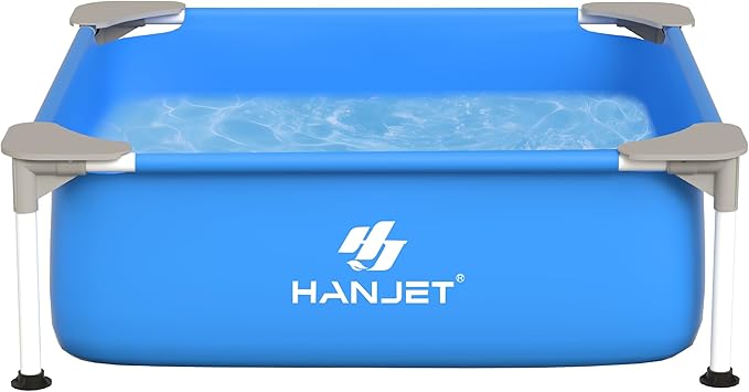 3.6 Foot x 13.8 Inch Kids Swimming Pool Above Ground, Rectangle Eco-Friendly Odorless Backyard Pool, Easy to Clean & Durable Frame for Toddlers