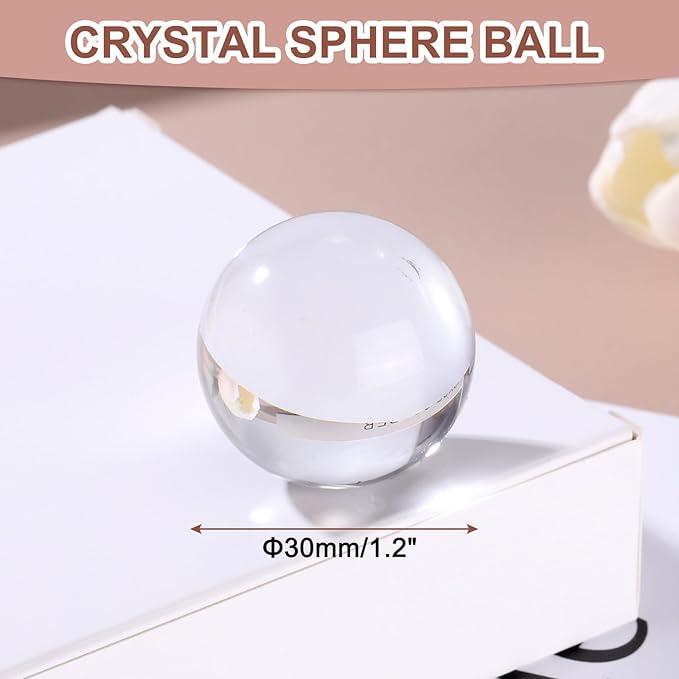 uxcell 30mm/1.2" Crystal Sphere Ball Glass Solid Decorative Sphere Crystal Ball Prop Ornament for Feng Shui Divination Fortune Telling Tabletop Fountain Decoration, Clear