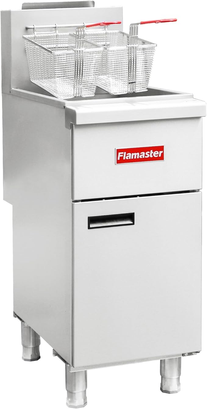 Commercial Deep Fryer with 2 Baskets, 90000 BTU Natural Gas Fryer - CSA Certified, 200°F-400°F 3 Tubes, Stainless Steel Floor Fryer for Restaurants, Fast Food, Food Trucks