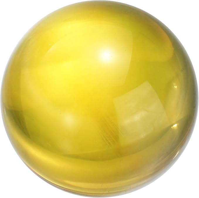 uxcell 20mm/0.8" Crystal Sphere Ball Glass Solid Decorative Sphere Crystal Ball Prop Ornament for Feng Shui Divination Fortune Telling Tabletop Fountain Decoration, Gold Yellow